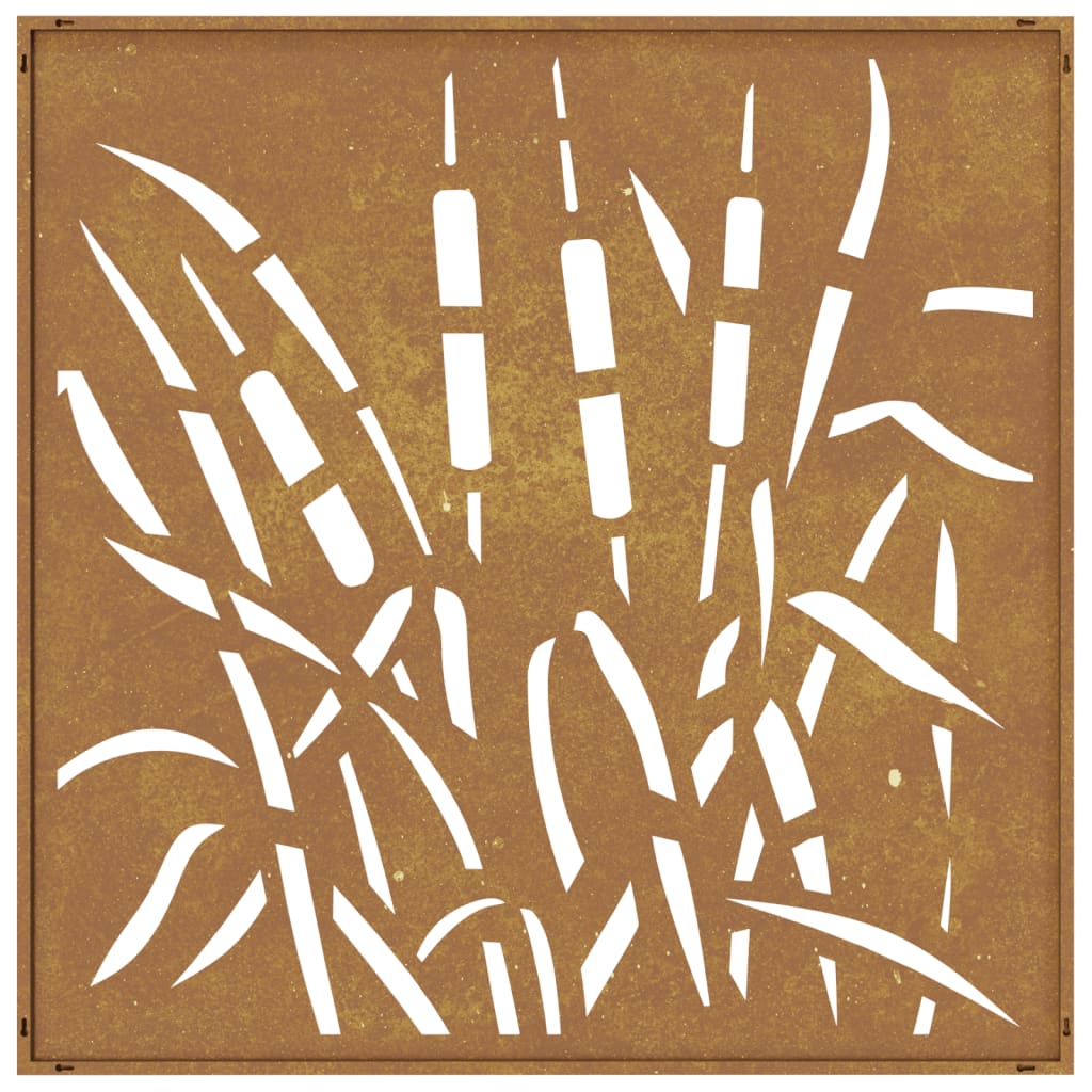 Veggdekorasjon til hage 55x55 cm cortenstål grassdesign