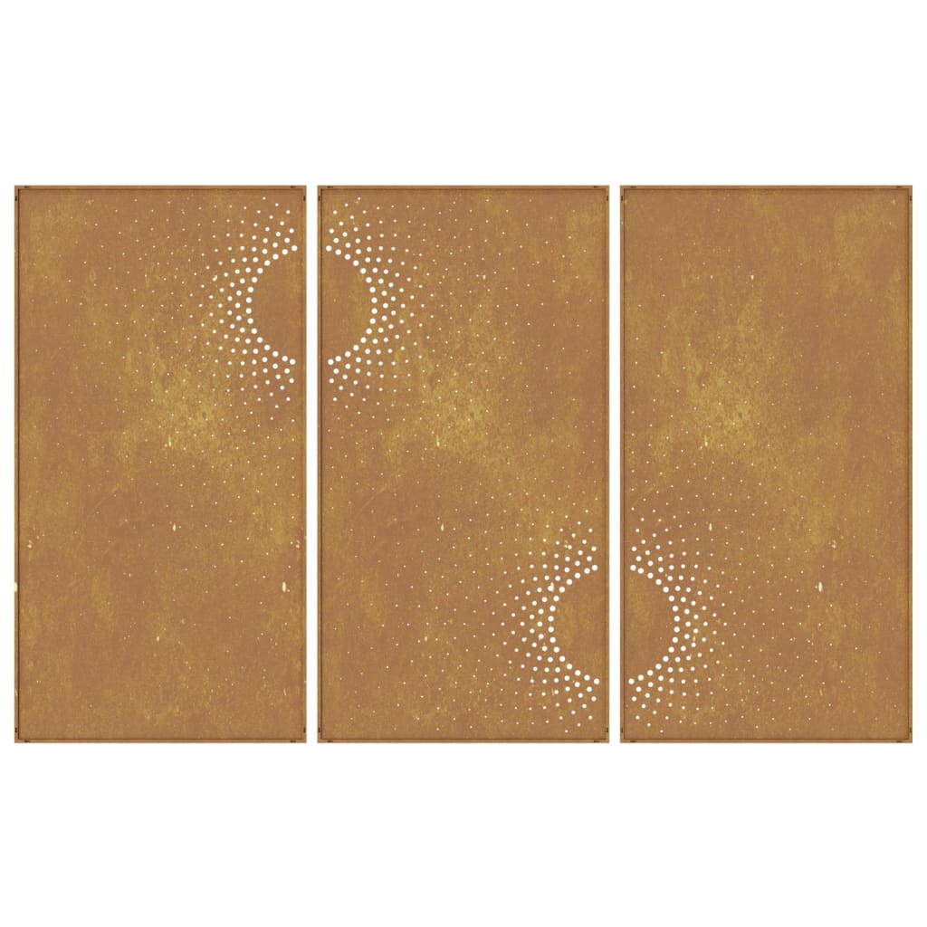 Veggdekorasjoner til hage 3 stk 105x55 cm cortenstål soldesign