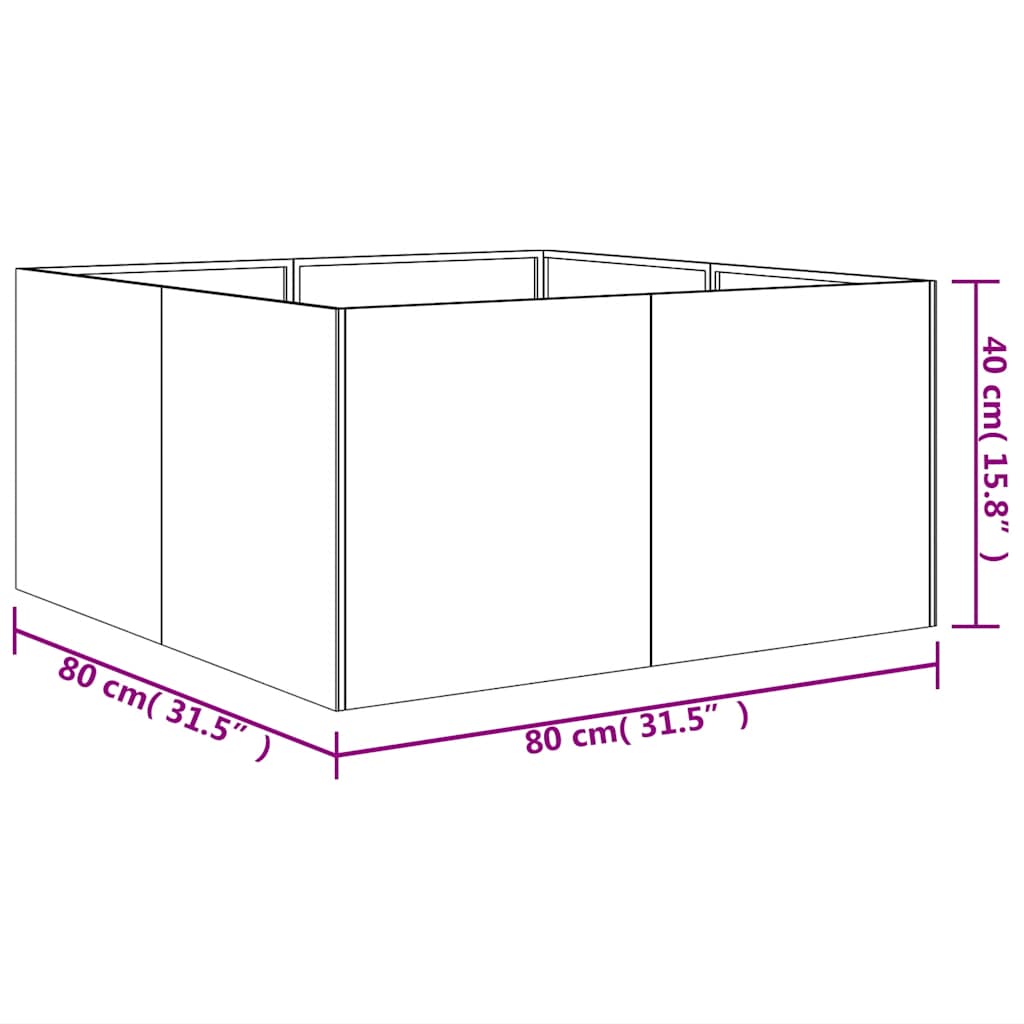 Plantekasse 80x80x40 cm cortenstål