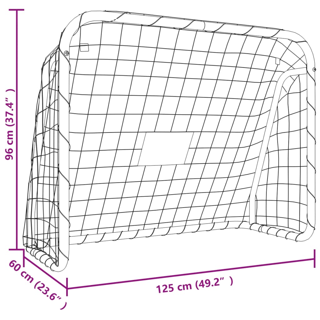Fotballmål med nett hvit 125x96x60 cm stål og polyester