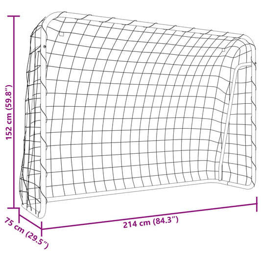 Fotballmål med nett hvit 214x75x152 cm stål og polyester