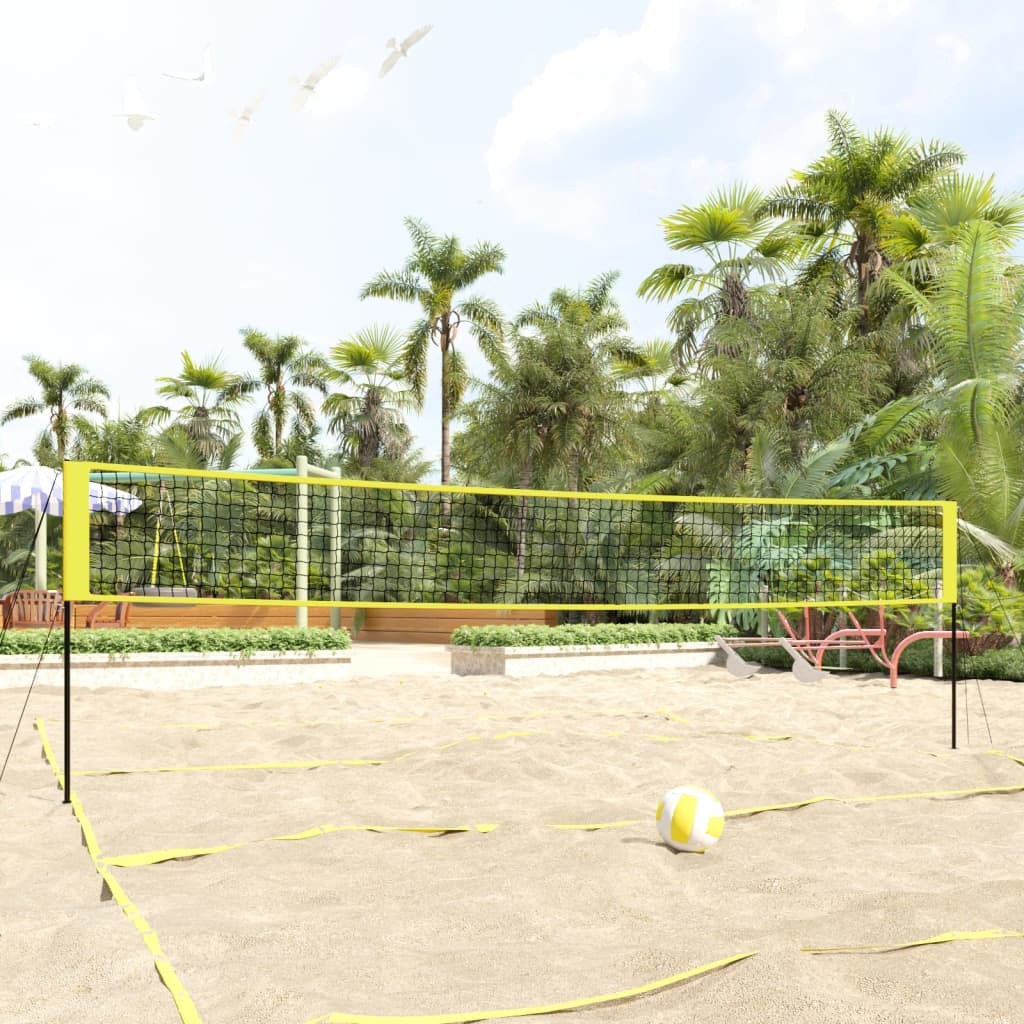 Volleyballnett gul og svart 823x244 cm PE stoff vidaXL