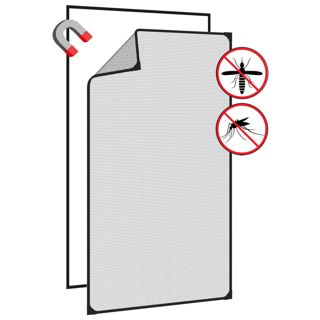 Magnetisk insektskjerm for vindu antrasitt 80x140 cm