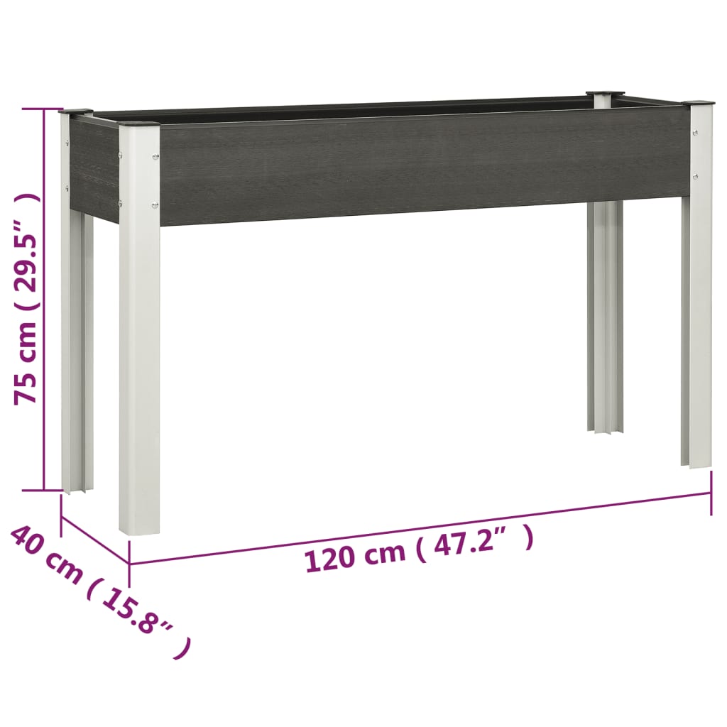 Høyseng grå 120x40x75 cm WPC vidaXL