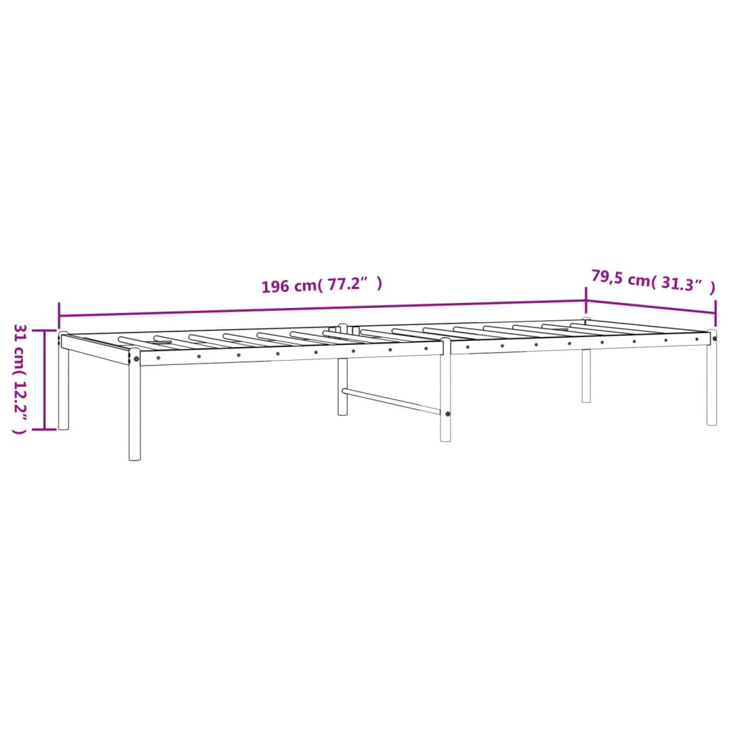 Sengeramme i metall svart 75x190 cm
