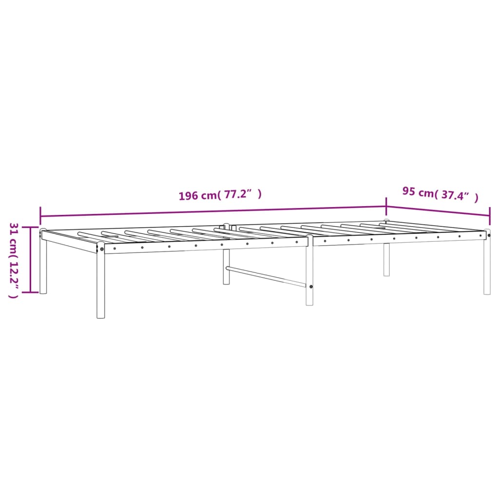 Sengeramme i metall svart 90x190 cm