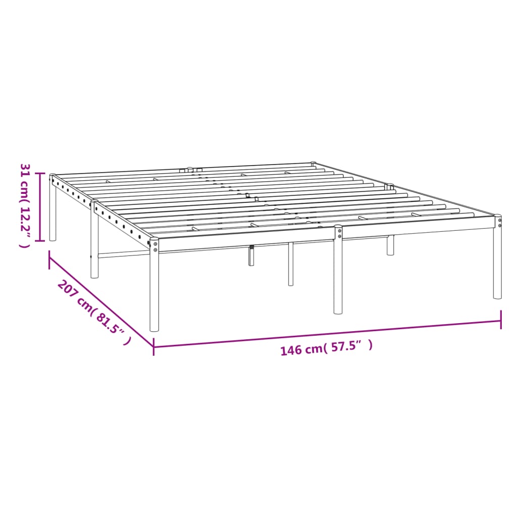 Sengeramme i metall svart 140x200 cm