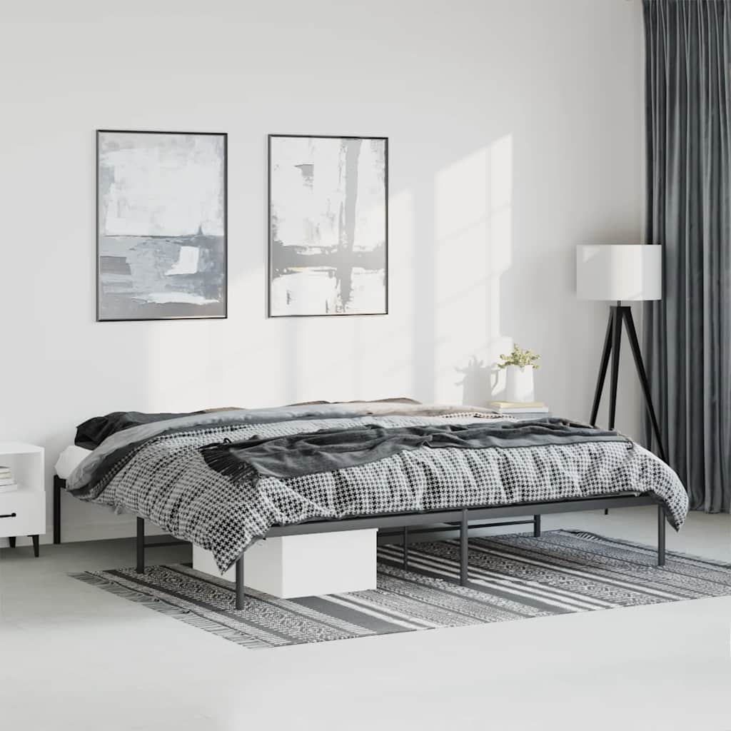 Sengeramme i metall svart 193x203 cm