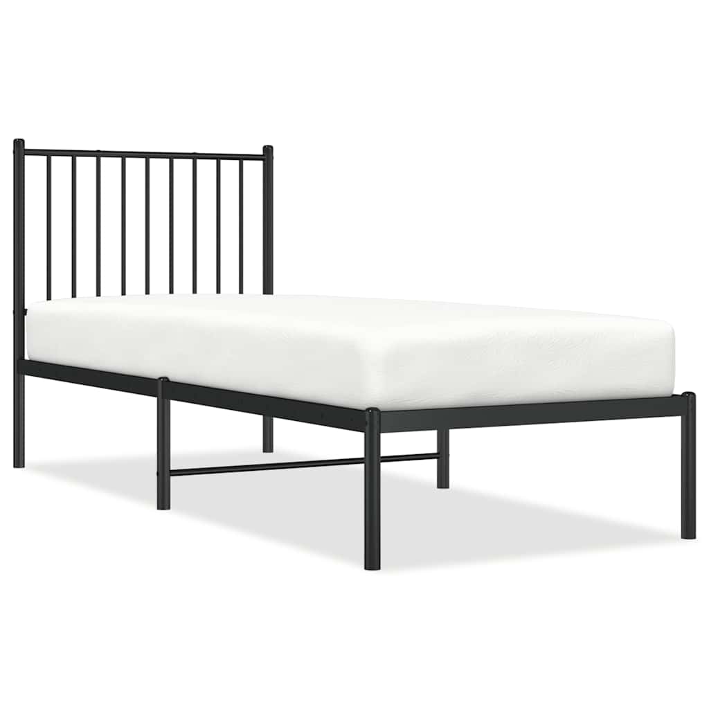 Sengeramme i metall med hodegavl svart 80x200 cm vidaXL