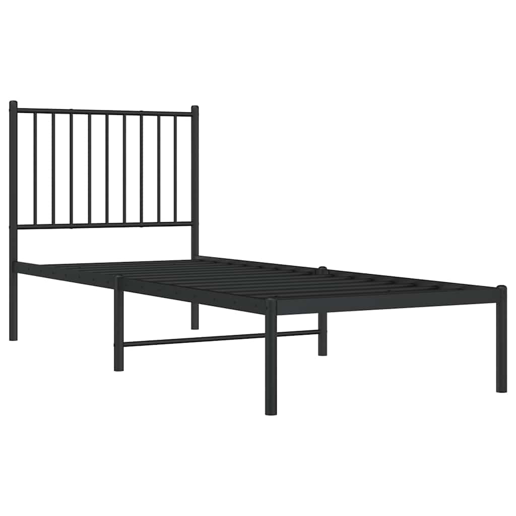 Sengeramme i metall med hodegavl svart 80x200 cm vidaXL