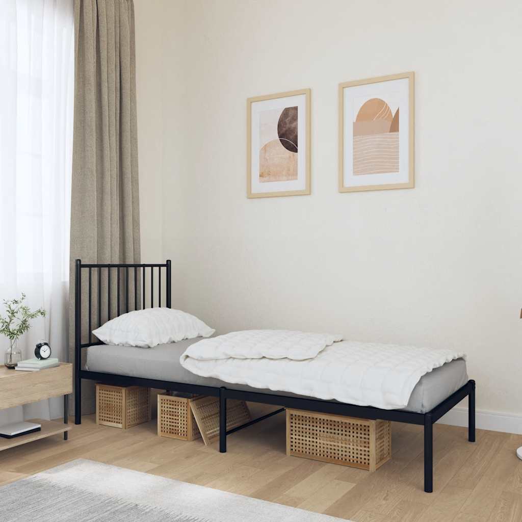 Sengeramme i metall med hodegavl svart 80x200 cm vidaXL