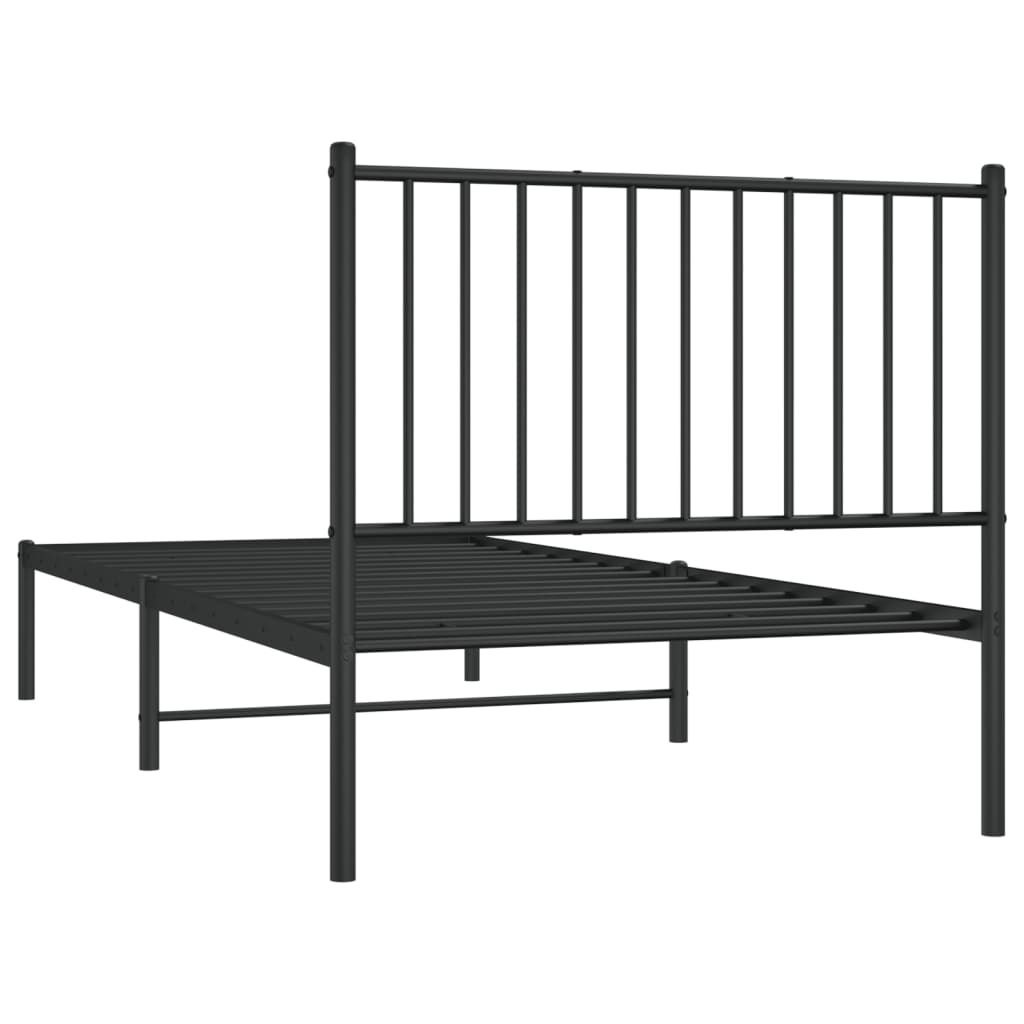 Sengeramme i metall med hodegavl svart 90x200 cm