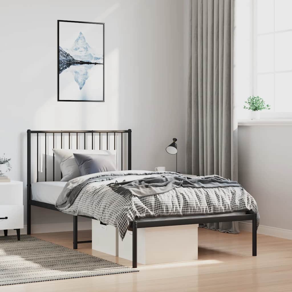 Sengeramme i metall med hodegavl svart 100x200 cm