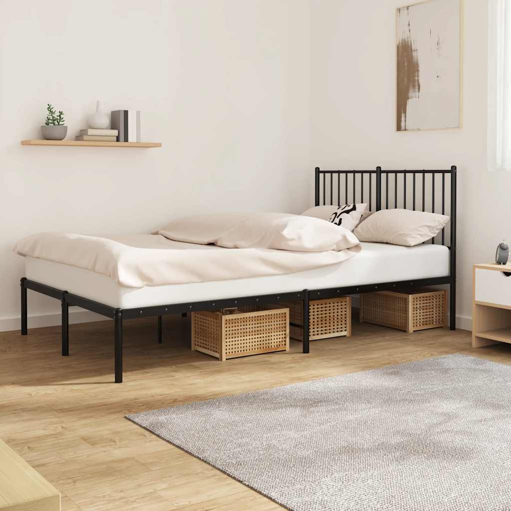 Sengeramme i metall med hodegavl svart 120x190 cm