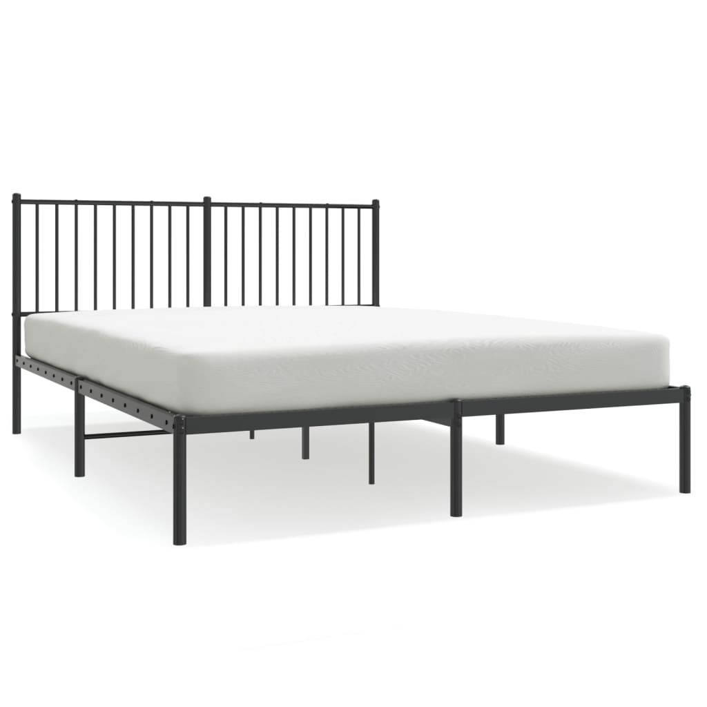Sengeramme i metall med sengegavl svart 150x200 cm