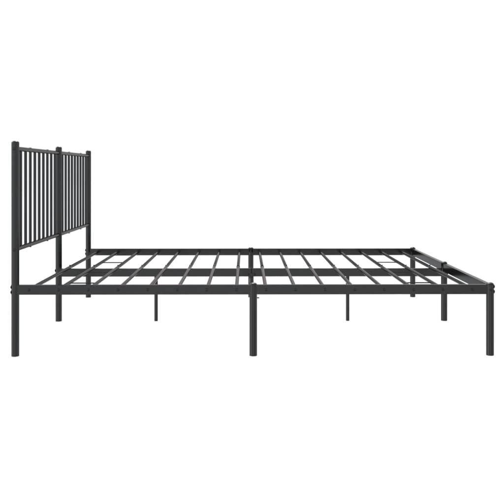 Sengeramme i metall med sengegavl svart 150x200 cm