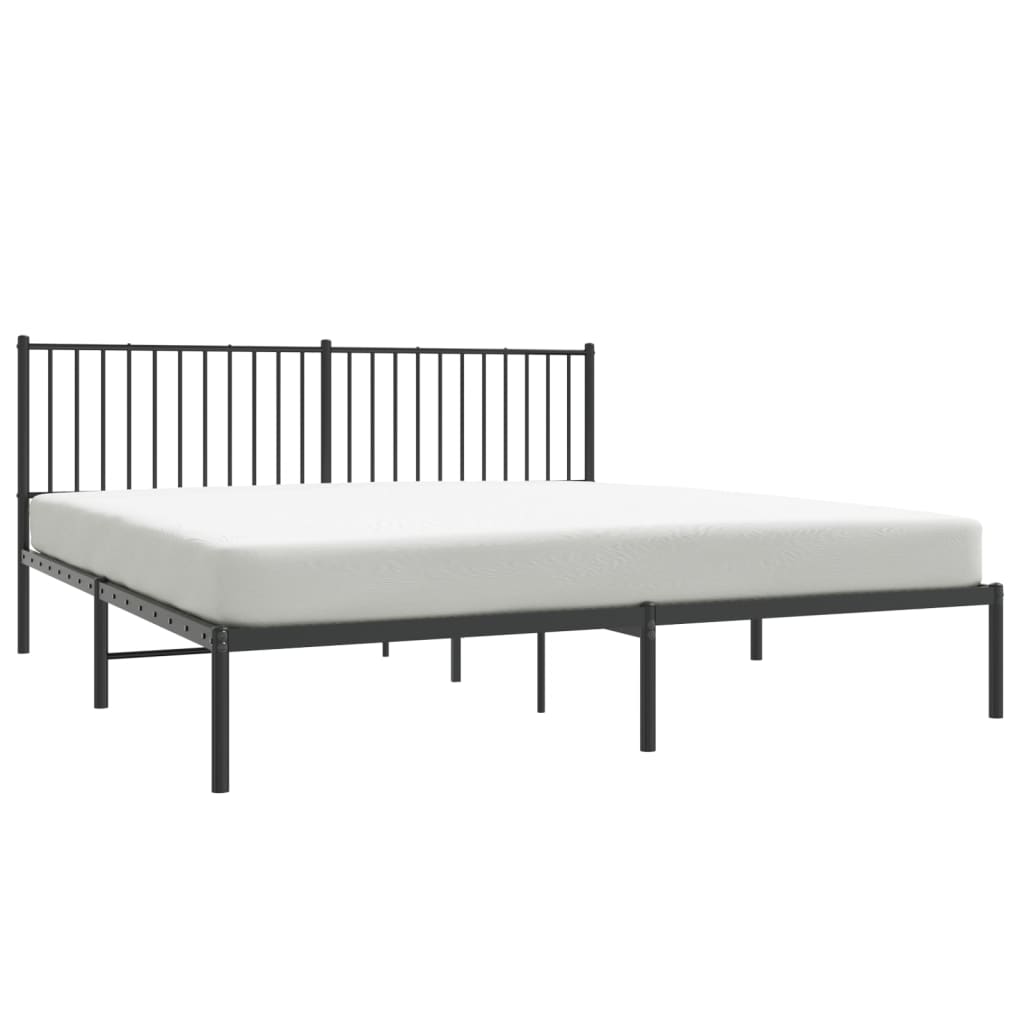 Sengeramme i metall med sengegavl svart 180x200 cm