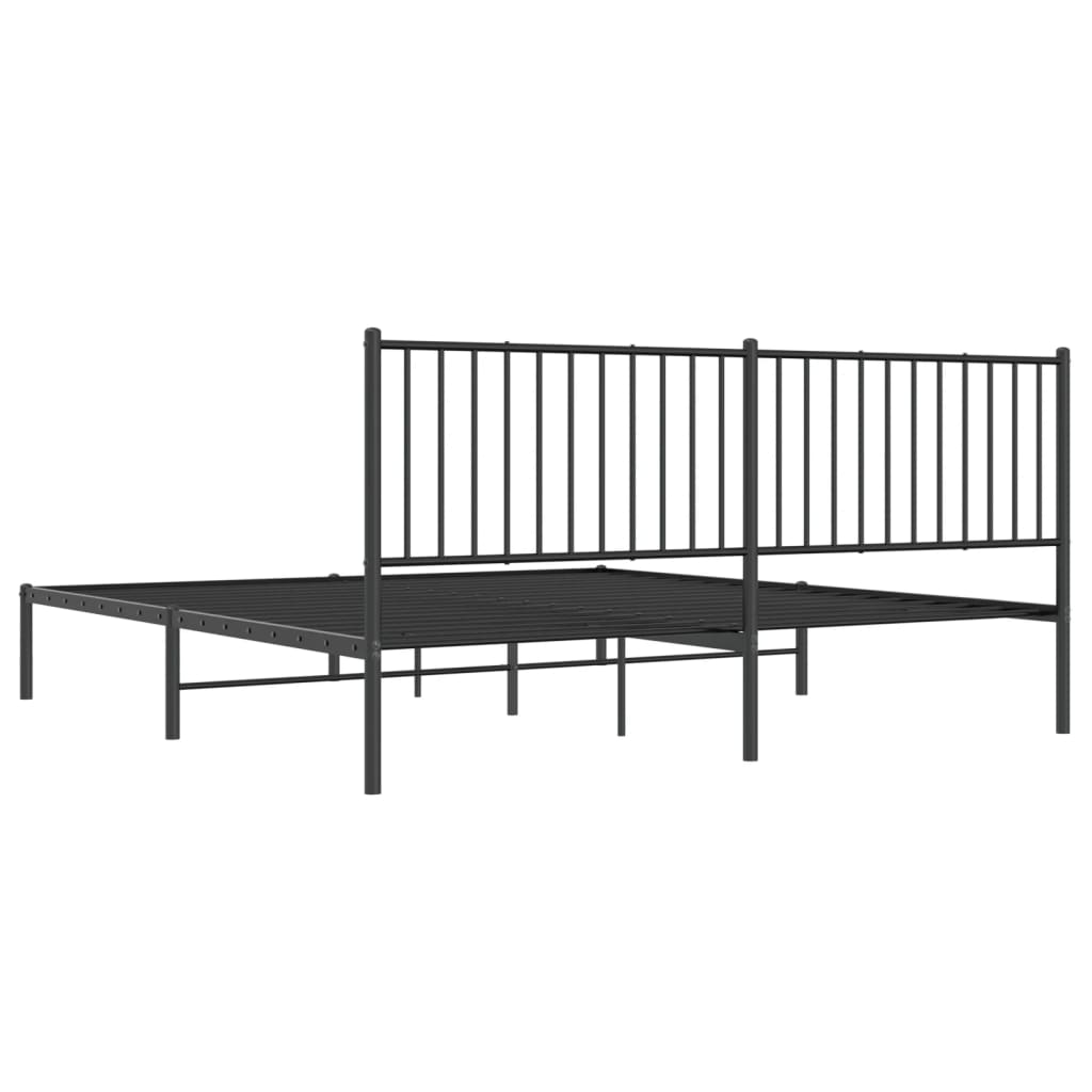 Sengeramme i metall med sengegavl svart 180x200 cm