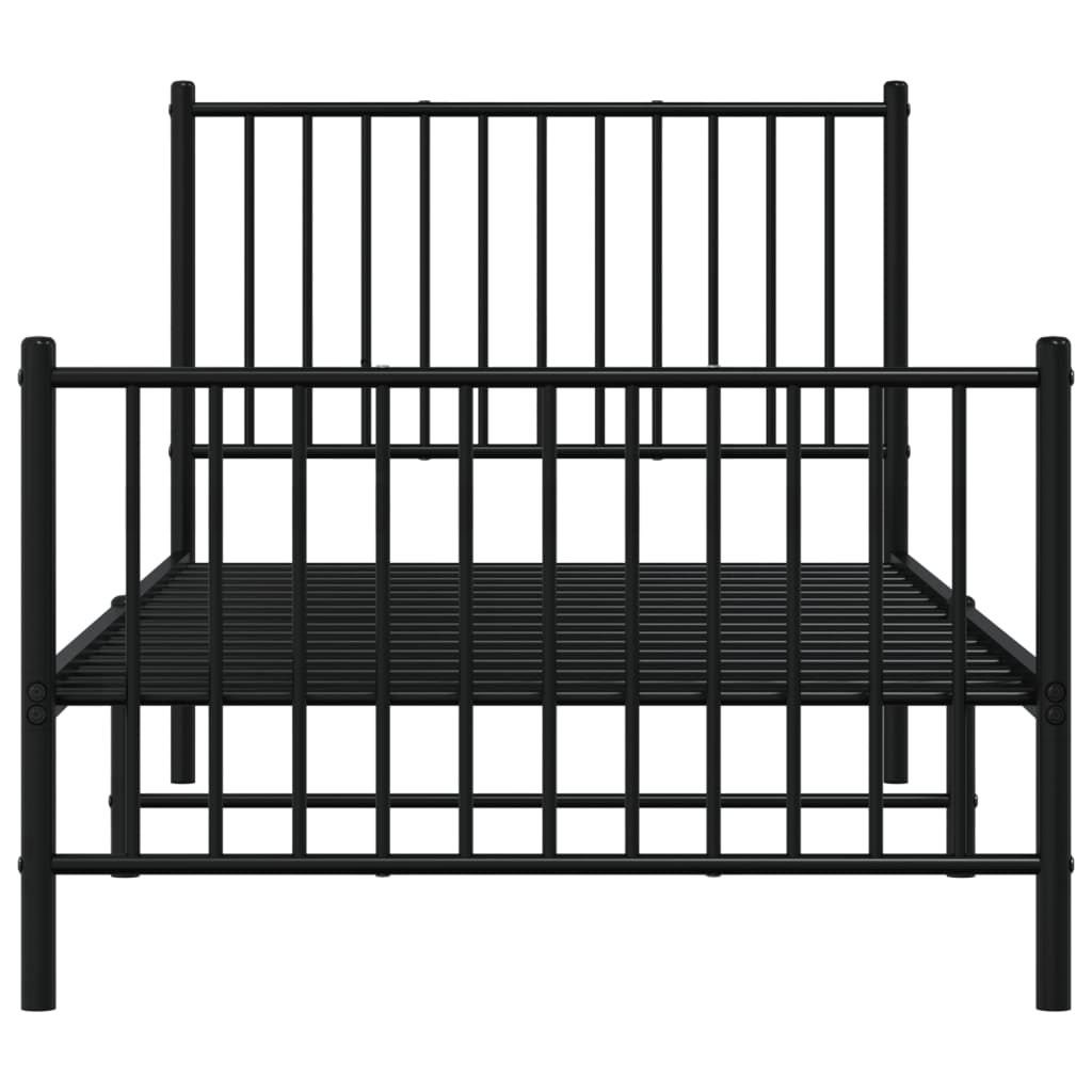 Sengeramme i metall med hode- og fotgavl svart 90x190 cm