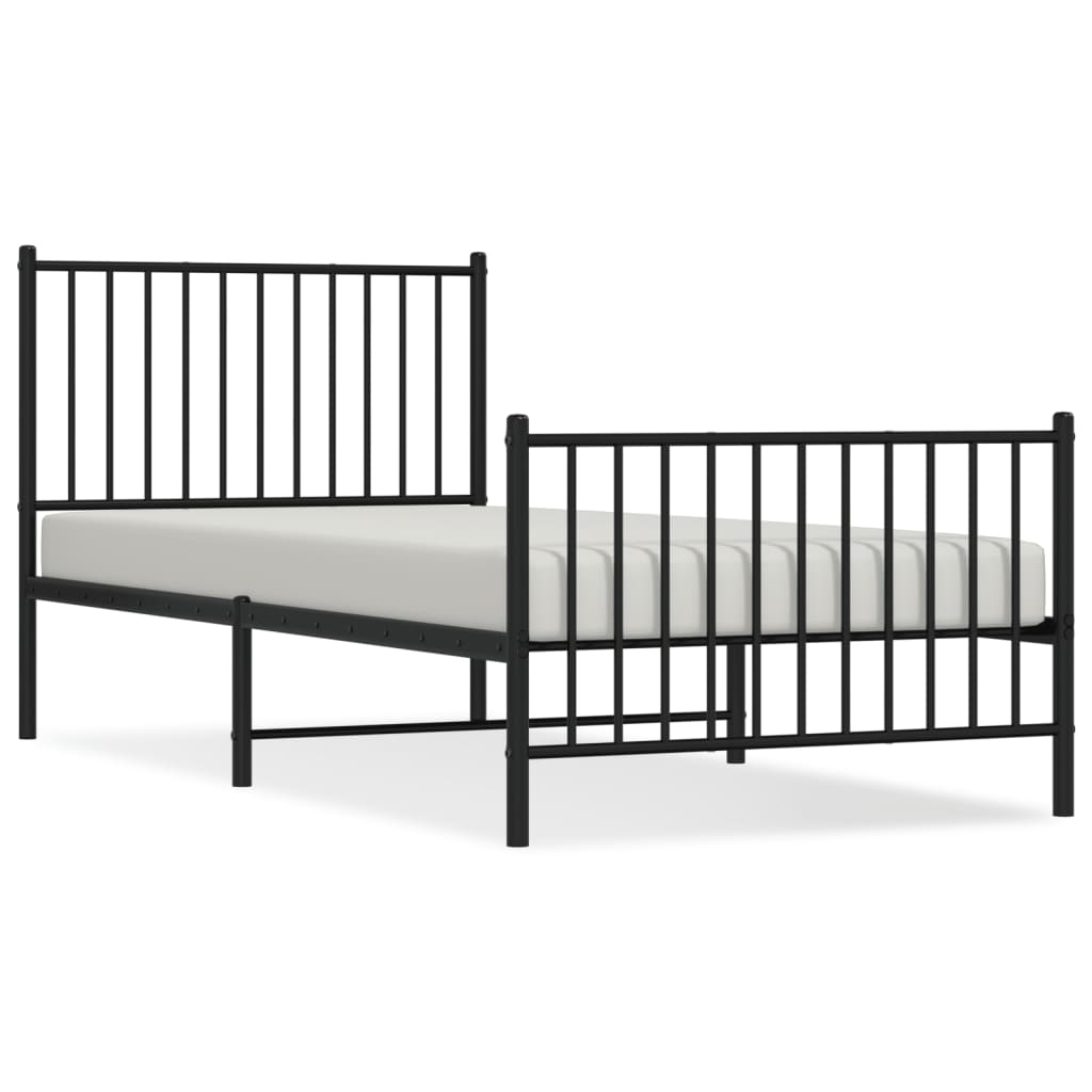 Sengeramme i metall med hode- og fotgavl svart 90x200 cm vidaXL