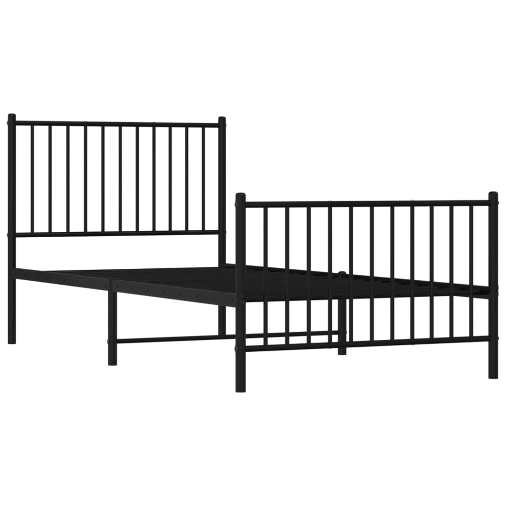 Sengeramme i metall med hode- og fotgavl svart 90x200 cm vidaXL