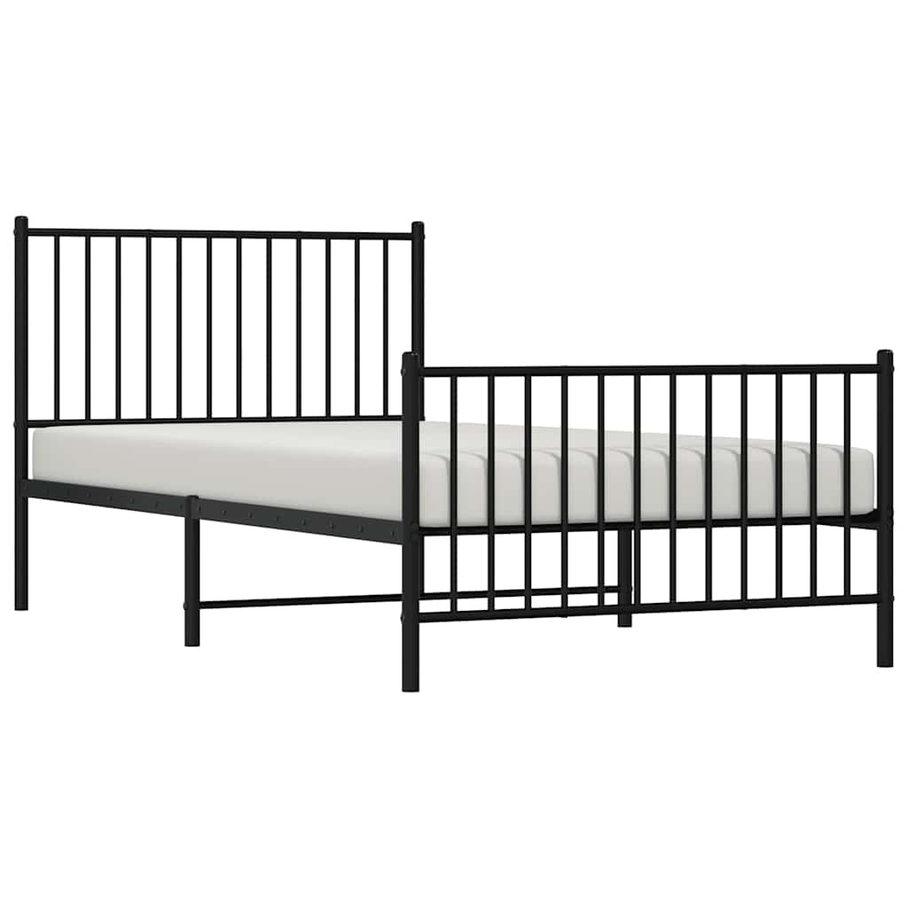 Sengeramme i metall med hode- og fotgavl svart 100x200 cm