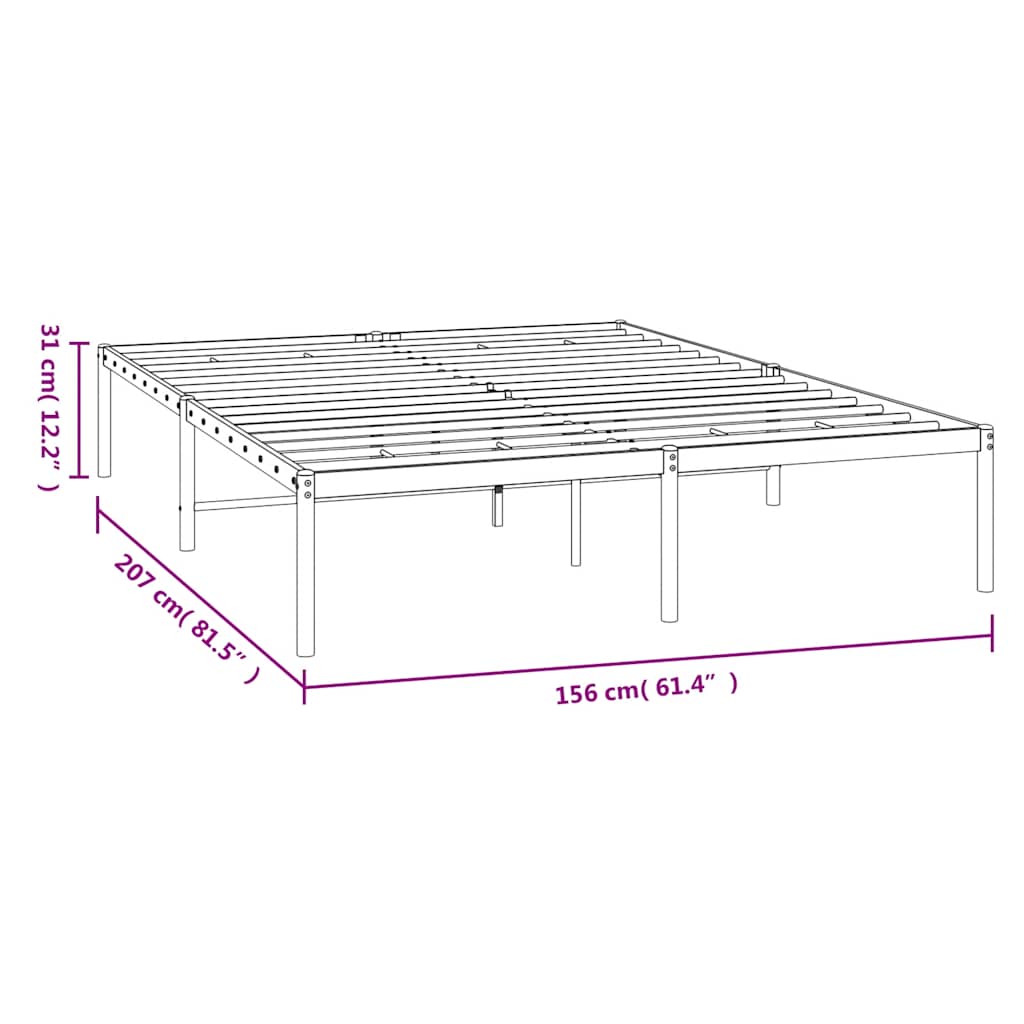Sengeramme i metall hvit 150x200 cm