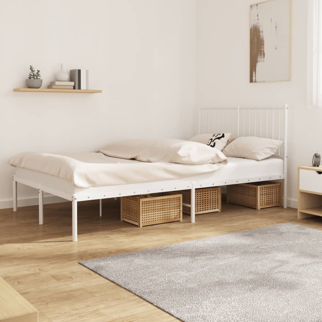 Sengeramme i metall med hodegavl hvit 120x190 cm vidaXL
