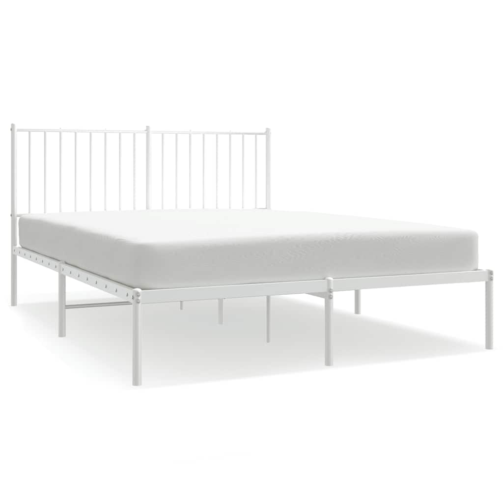 Sengeramme i metall med hodegavl hvit 135x190 cm vidaXL