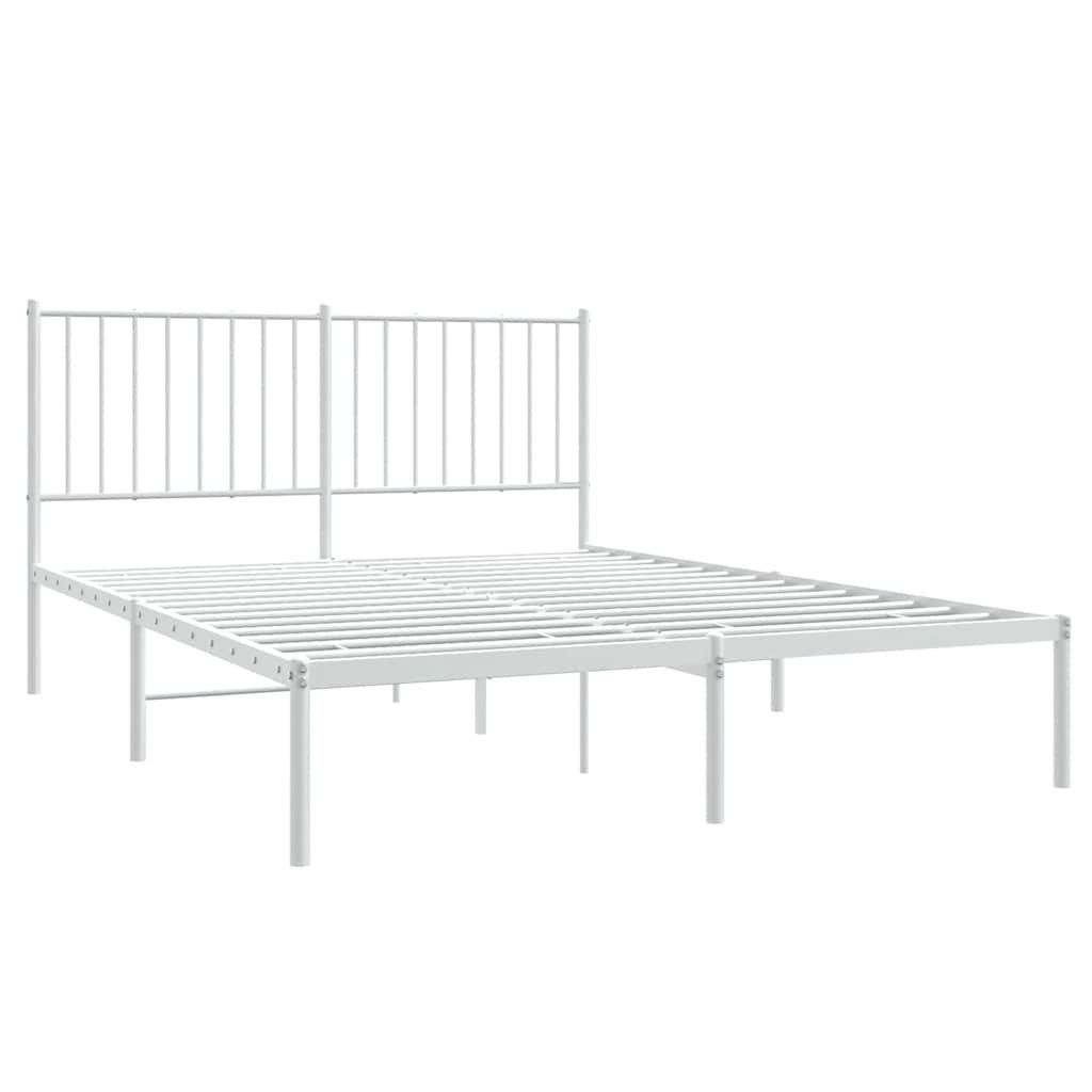 Sengeramme i metall med hodegavl hvit 135x190 cm vidaXL