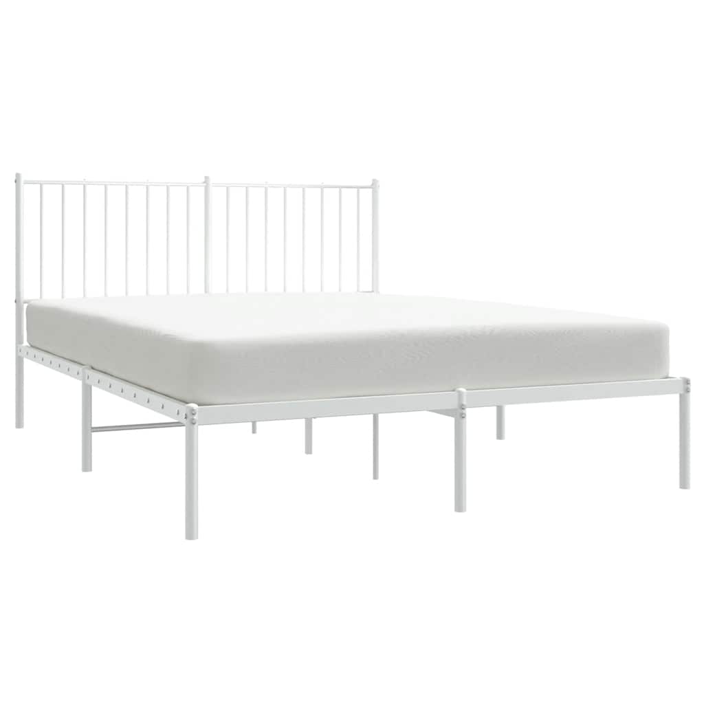 Sengeramme i metall med hodegavl hvit 135x190 cm vidaXL