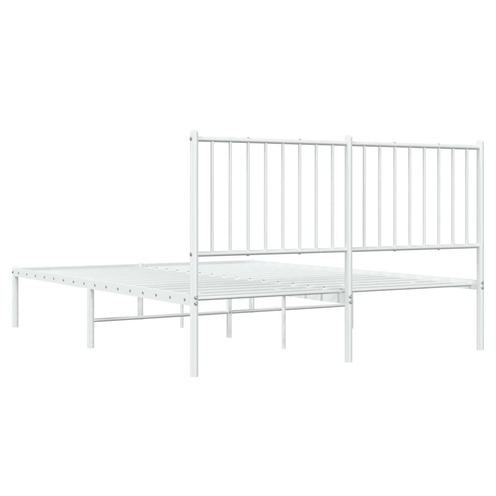Sengeramme i metall med hodegavl hvit 135x190 cm vidaXL