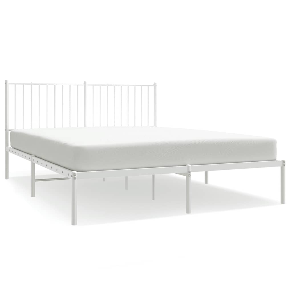 Sengeramme i metall med sengegavl hvit 150x200 cm