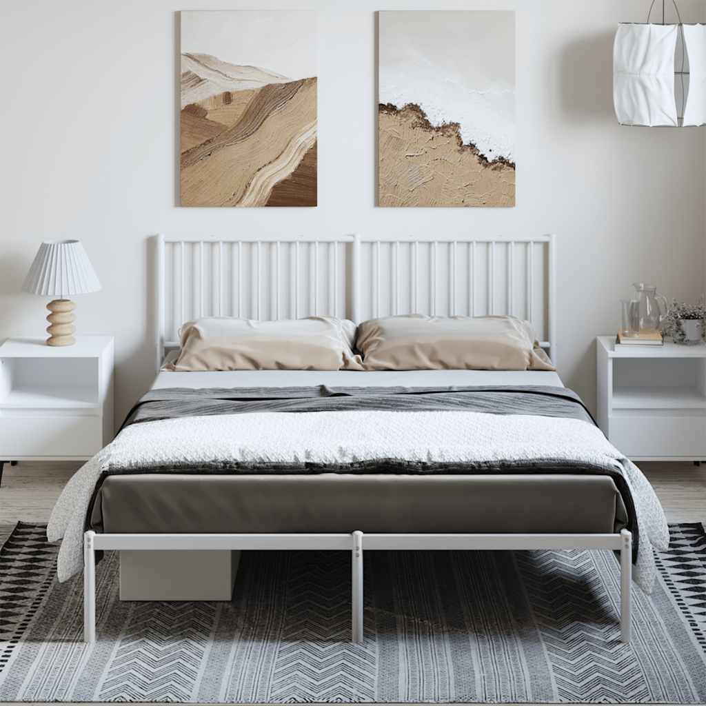 Sengeramme i metall med sengegavl hvit 150x200 cm
