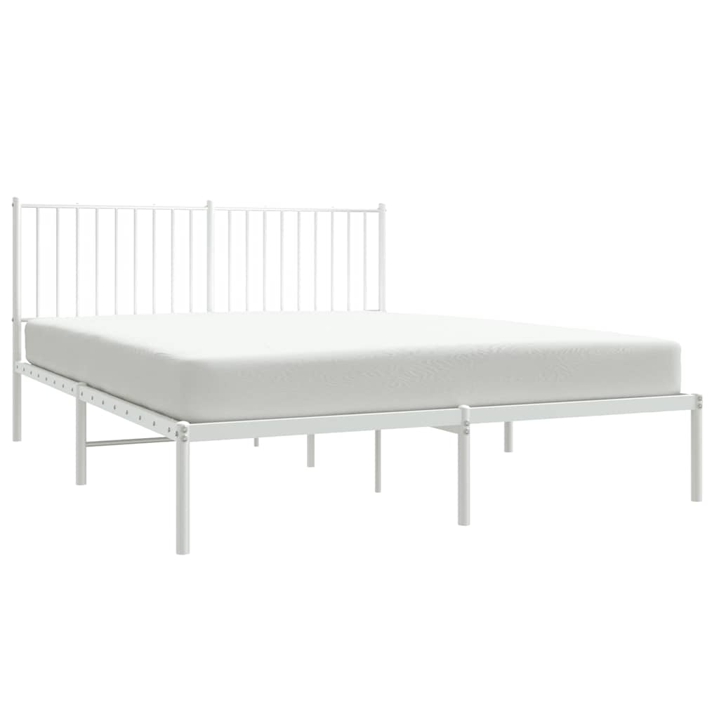 Sengeramme i metall med sengegavl hvit 150x200 cm