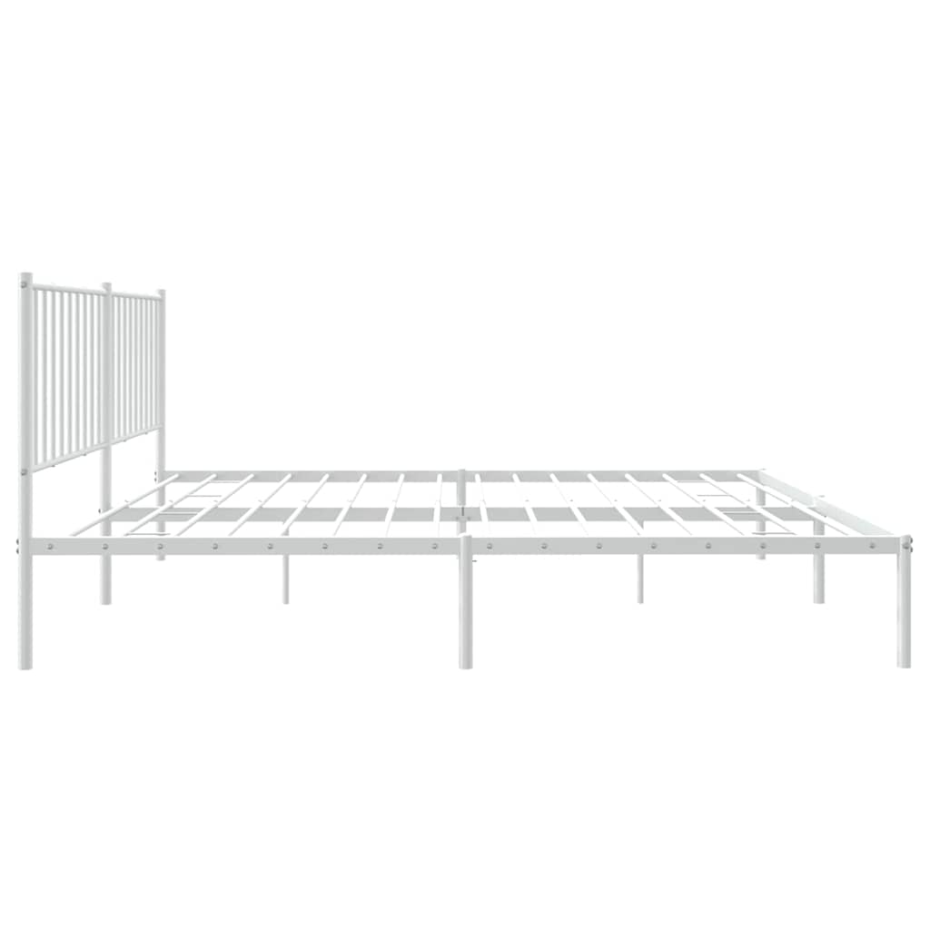 Sengeramme i metall med sengegavl hvit 150x200 cm