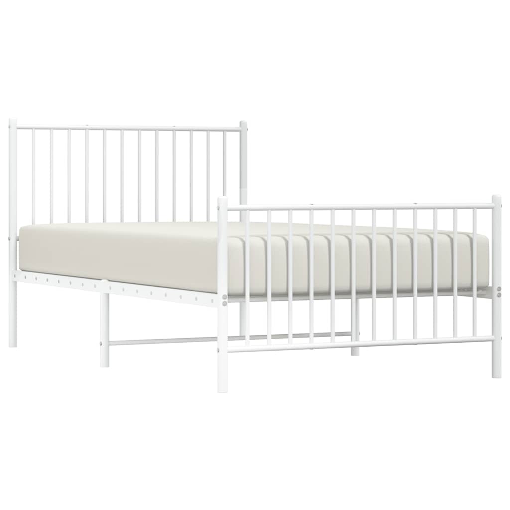 Sengeramme i metall med hode- og fotgavl hvit 100x190 cm
