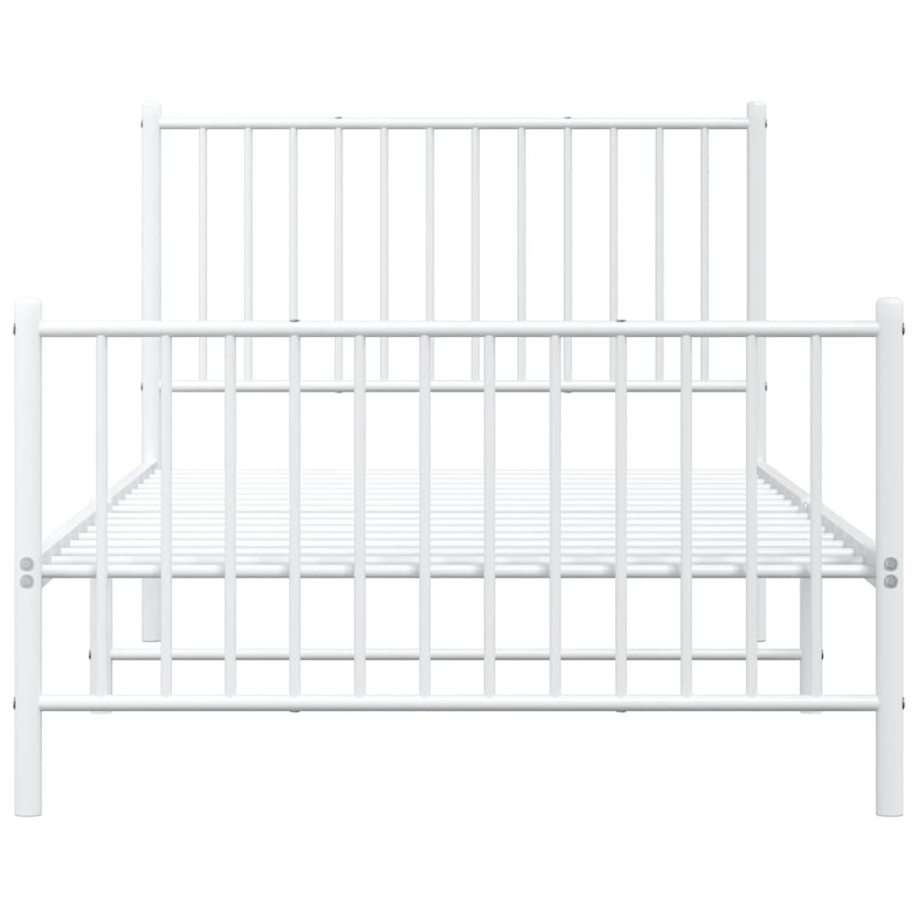 Sengeramme i metall med hode- og fotgavl hvit 100x190 cm