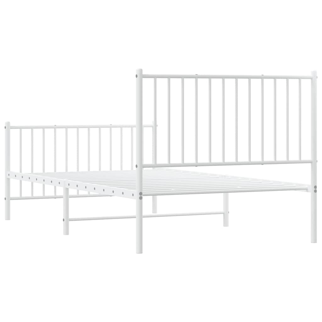 Sengeramme i metall med hode- og fotgavl hvit 100x190 cm