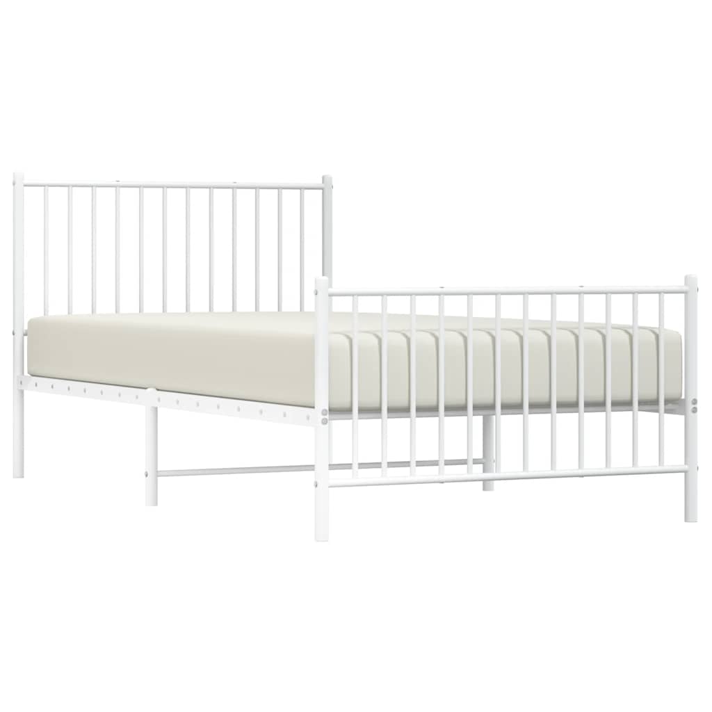 Sengeramme i metall med hode- og fotgavl hvit 100x200 cm vidaXL
