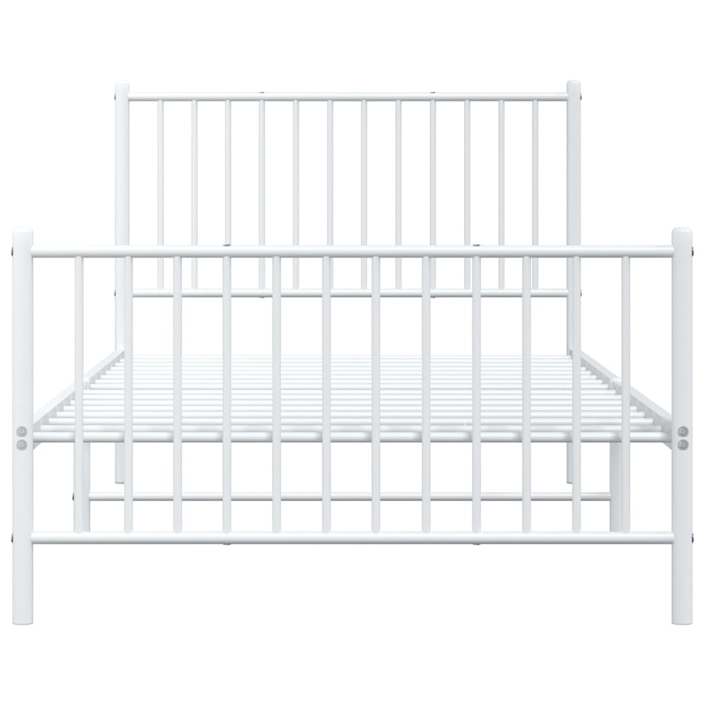 Sengeramme i metall med hode- og fotgavl hvit 100x200 cm vidaXL