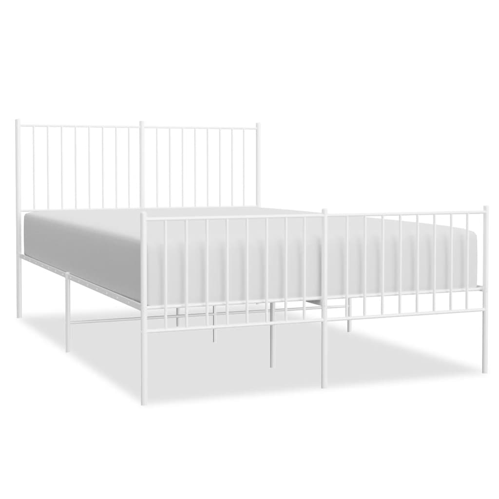 Sengeramme i metall med hode- og fotgavl hvit 135x190 cm