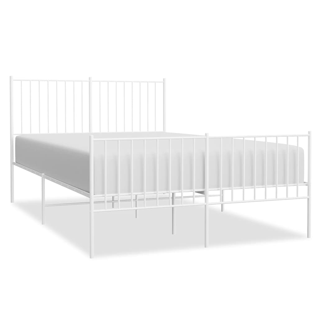 Sengeramme i metall med hode- og fotgavl hvit 140x190 cm