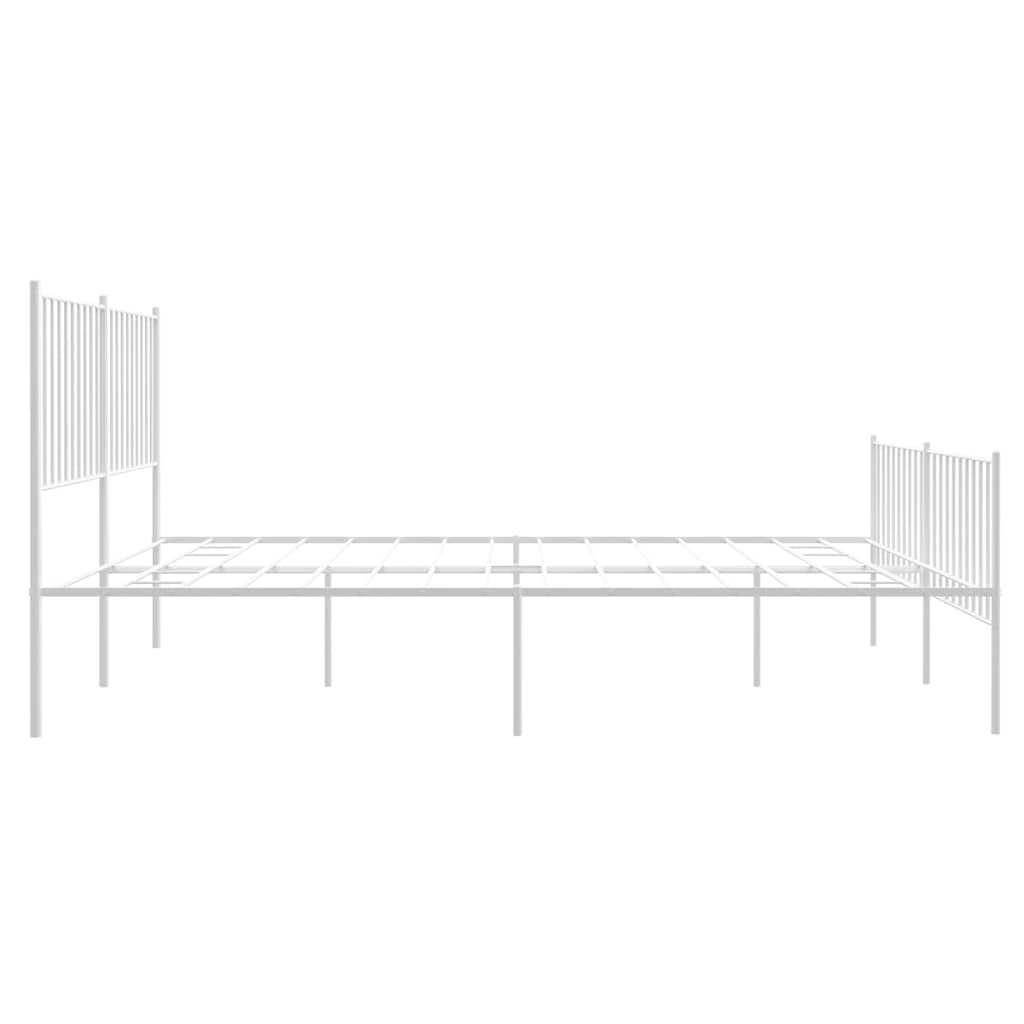 Sengeramme i metall med hode- og fotgavl hvit 150x200 cm