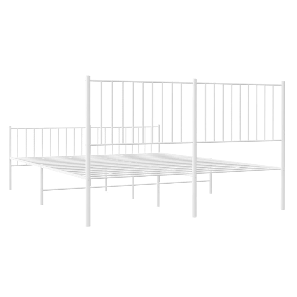 Sengeramme i metall med hode- og fotgavl hvit 150x200 cm