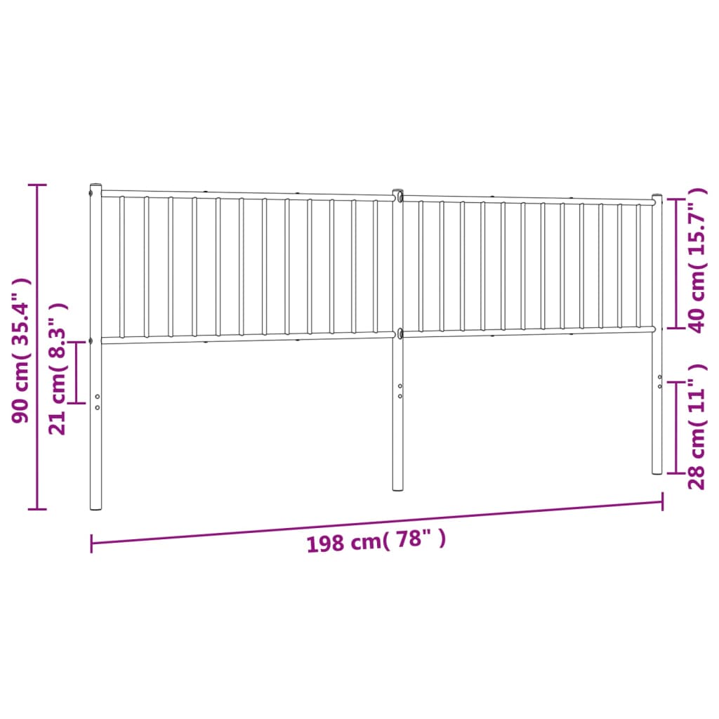 Utskiftbar sengegavl i metall hvit 193 cm