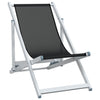 Sammenleggbare strandstoler 2 stk svart aluminium og textilene
