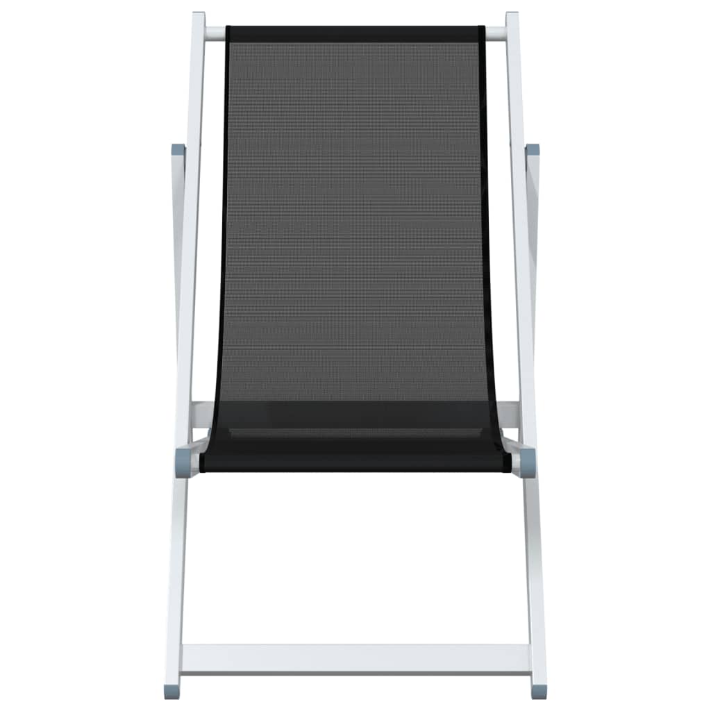 Sammenleggbare strandstoler 2 stk svart aluminium og textilene