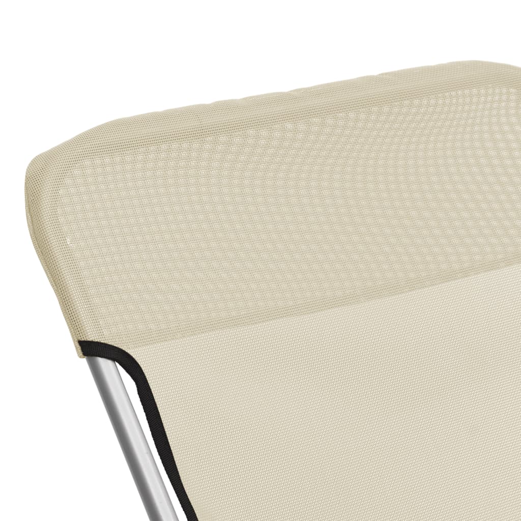 Foldbare strandstoler 2 stk krem textilene pulverlakkert stål vidaXL