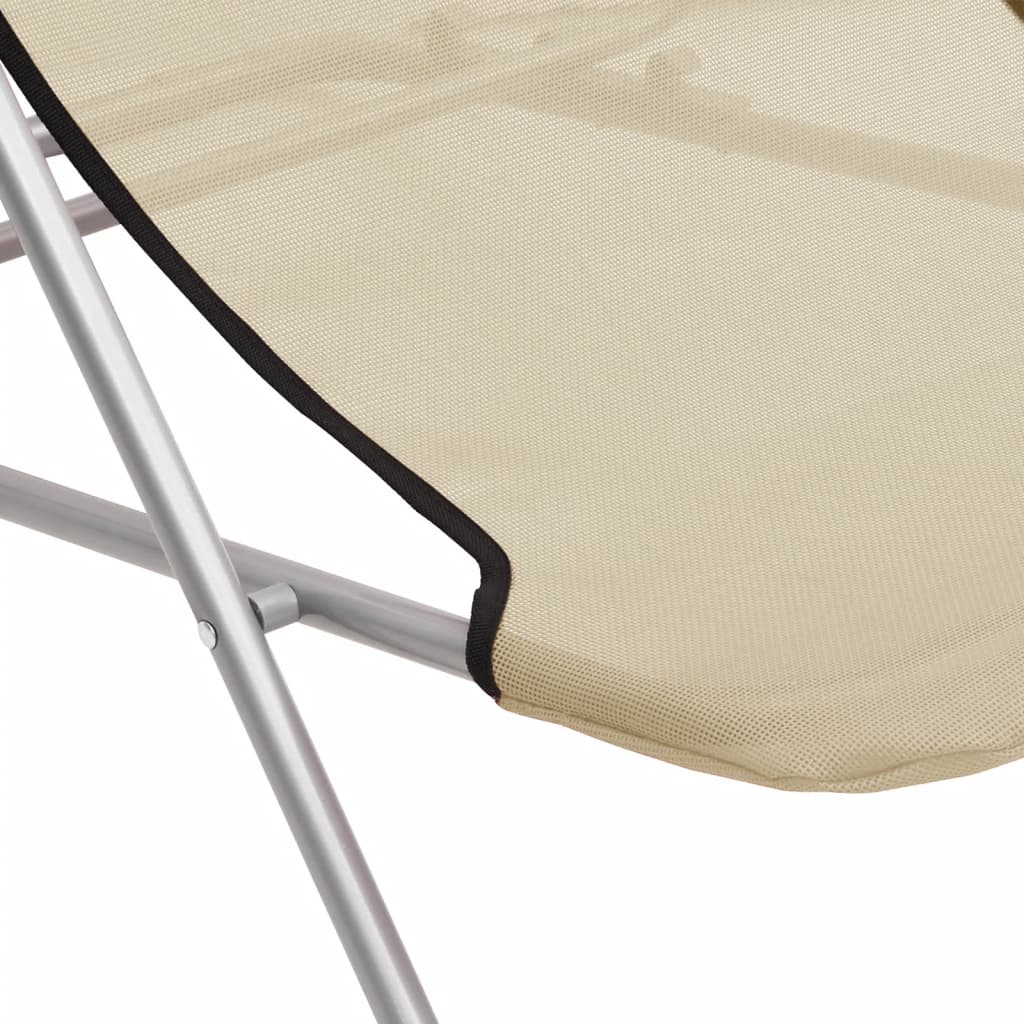 Foldbare strandstoler 2 stk krem textilene pulverlakkert stål vidaXL